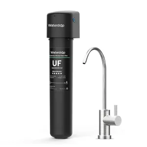 Waterdrop 15UB-UF 0.01 μm Ultra Filtration Under Sink Water Filter System for Baçtёria Reduction, Reduces Lead, Chlorine, Bad Taste & Odor, 16K Gallons, with Dedicated Brushed Nickel Faucet, USA Tech