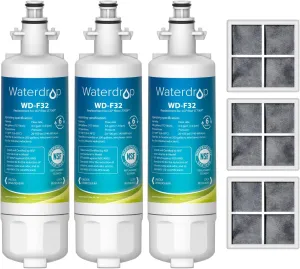 Waterdrop ADQ36006101 Replacement for LG® LT700P® Refrigerator Water Filter, Kenmore® 9690, 469690, ADQ36006102, LFXS30766S, RFC1200A, FML-3 and LT120F® Fresh Air Filter, 3 Combo