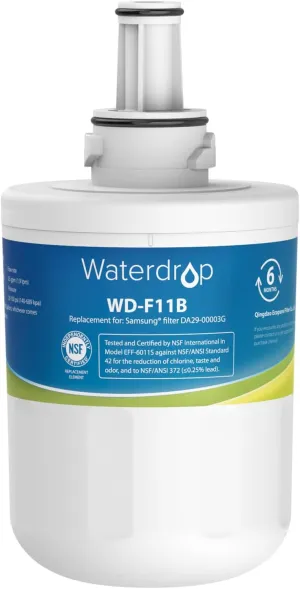 Waterdrop DA29-00003G Refrigerator Water Filter, Replacement for Samsung®, DA29-00003B, DA29-00003A, Aqua-Pure Plus, HAFCU1, RFG237AARS, FMS-1, RS22HDHPNSR, RSG257AARS, WSS-1 (Package May Vary)