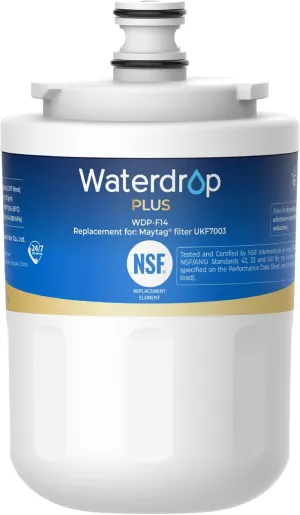 Waterdrop Plus UKF7003 Replacement for Maytag® UKF7003, UKF7002AXX, Whirlpool® EDR7D1, UKF7002, UKF7001AXX, UKF6001AXX, UKF5001, NSF 401&53 Certified Refrigerator Water Filter (Package May Vary)