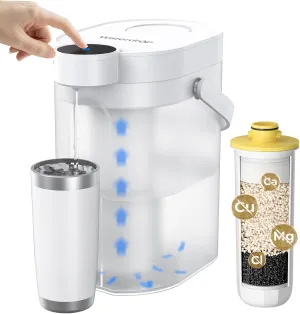 Waterdrop Rechargeable Water Filter Dispenser, 5-Stage Long-Life Instant Electric Powerful Pitcher, Reduce 70  Contaminants, Soften Water, 15-Cup Countertop Water Filtration System, NOT Reduce TDS