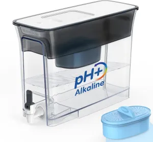 Waterdrop Slim Alkaline Water Filter Dispenser, Large 35-Cup, Up to PH 9.5, Healthy, Clean & Toxin-Free Mineralized Alkaline Water, 100-Gallon, BPA Free, Black (1 Filter Included)