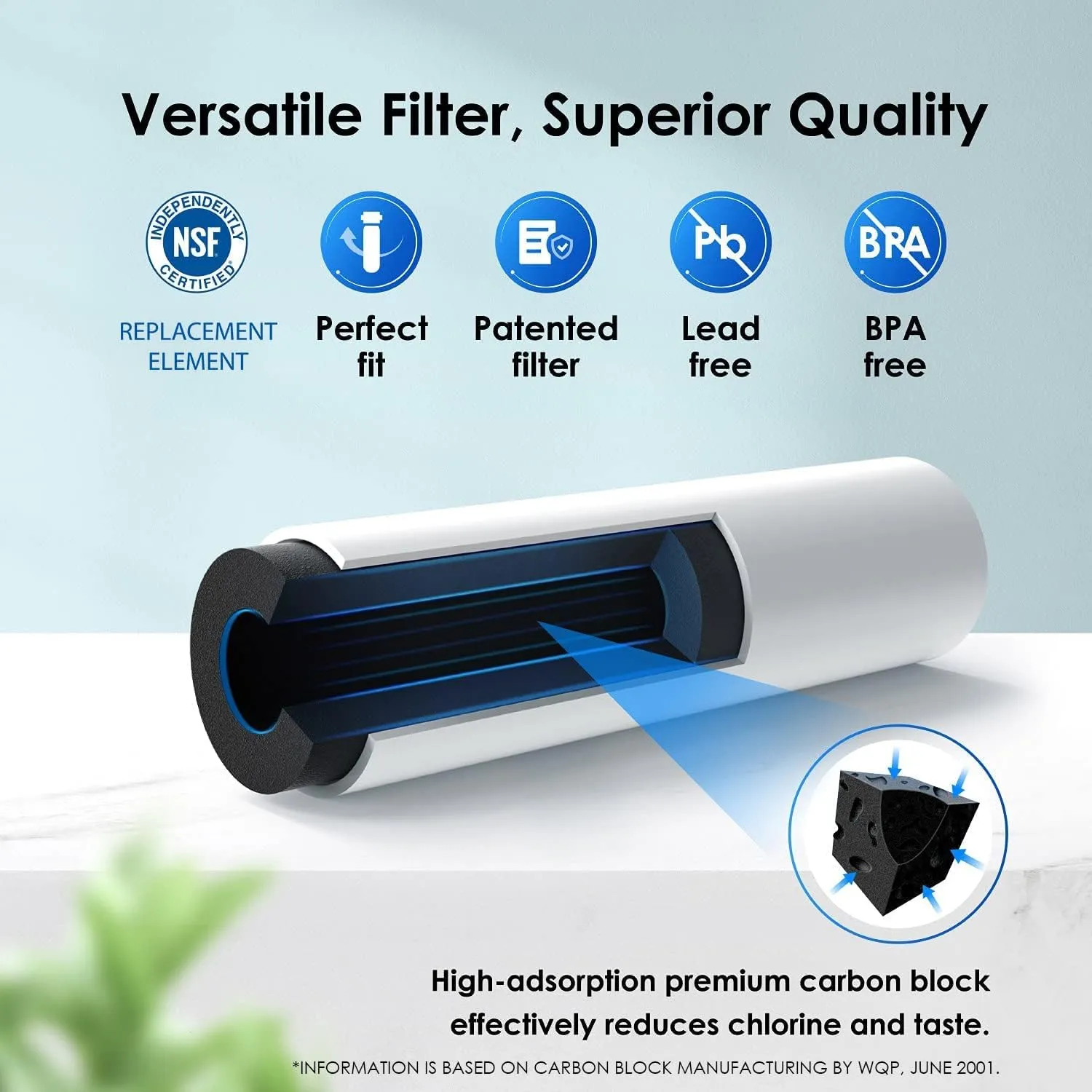 Waterdrop WD-F13 Replacement for GE® MWF®, SmartWater® MWFP, MWFINT, MWFA, GWF, HDX FMG-1, Kenmore® 9991, GSE25GSHECSS, WFC1201 Water Filter, 3 Pack