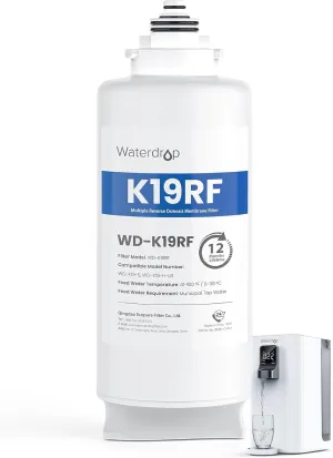 Waterdrop WD-K19RF Filter, Replacement for WD-K19-S and WD-K19-H Countertop Reverse Osmosis System, 12-month Lifetime