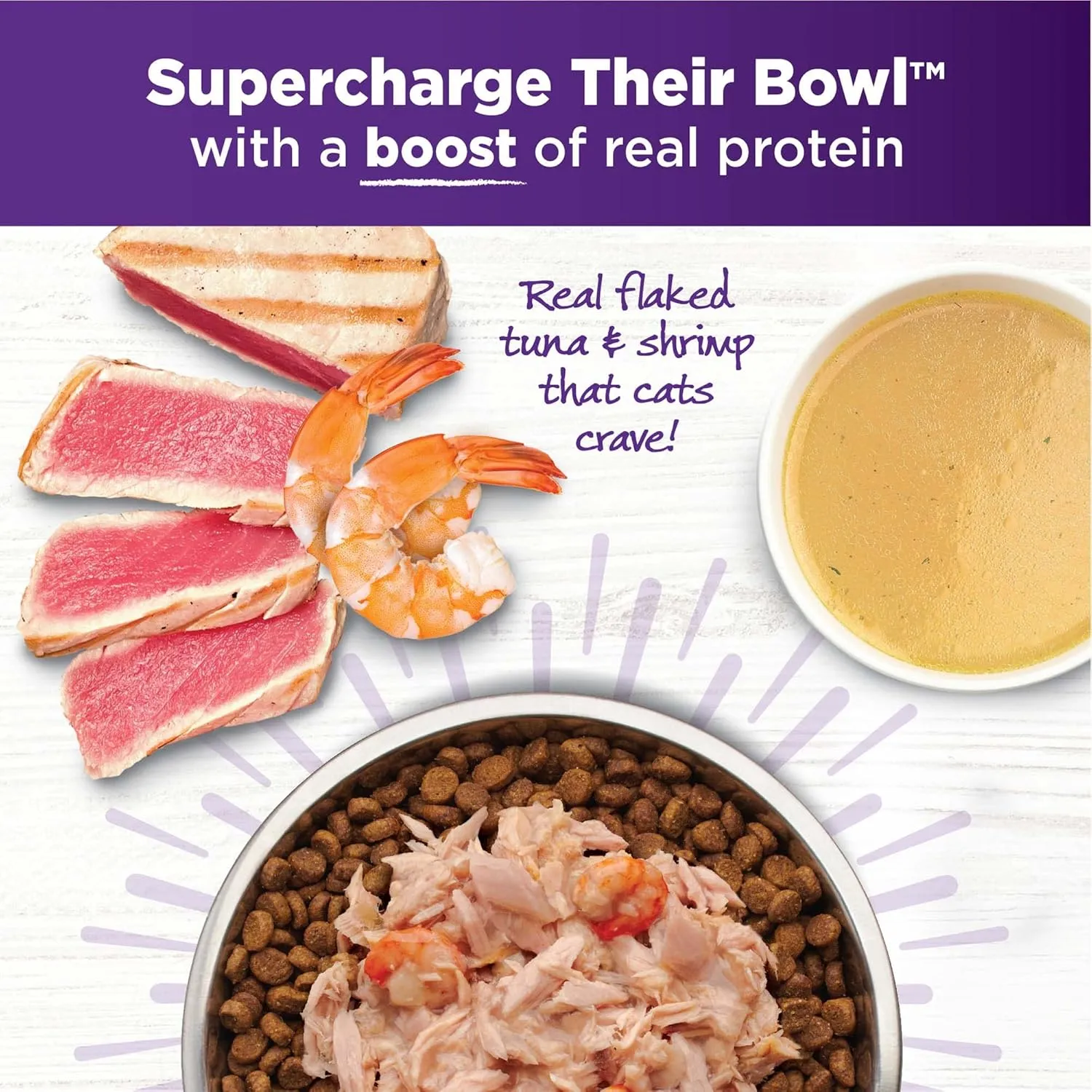 Wellness Bowl Boosters Wet Cat Food Topper, Grain Free, Natural, Flaked Tuna & Shrimp Recipe in Broth, 1.75 Ounce Pouch (Pack of 12)