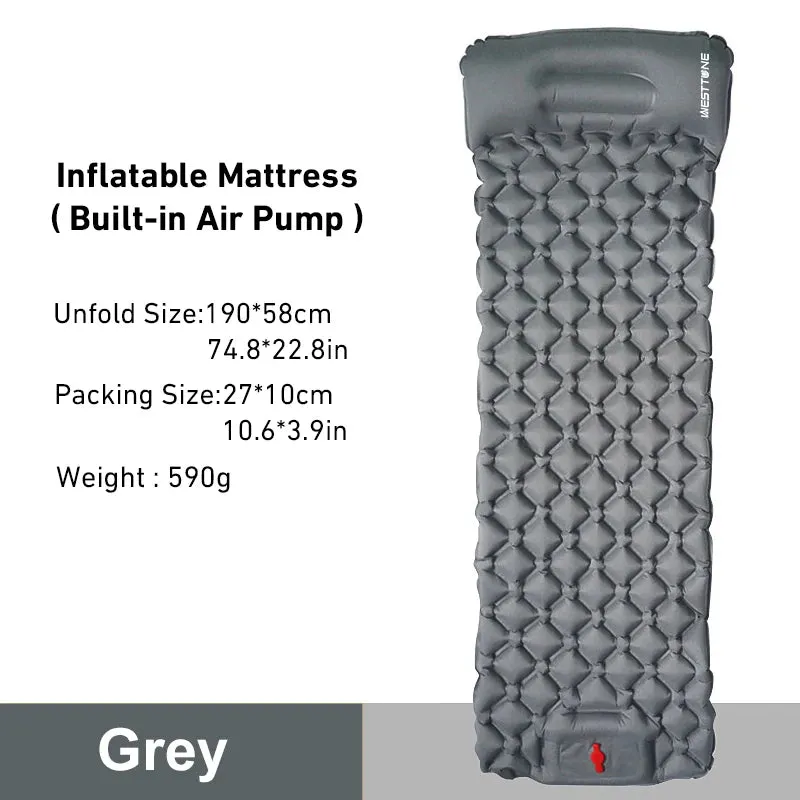 WEST TUNE Camping Inflatable Mattress Ultralight with Built-in Pump and Pillow