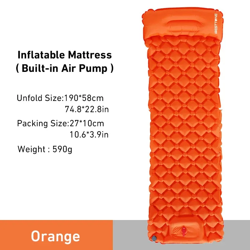 WEST TUNE Camping Inflatable Mattress Ultralight with Built-in Pump and Pillow