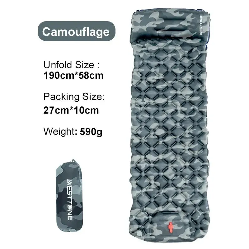 WEST TUNE Camping Inflatable Mattress Ultralight with Built-in Pump and Pillow