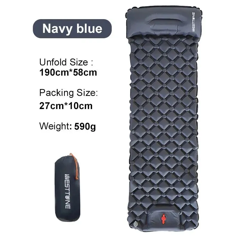 WEST TUNE Camping Inflatable Mattress Ultralight with Built-in Pump and Pillow