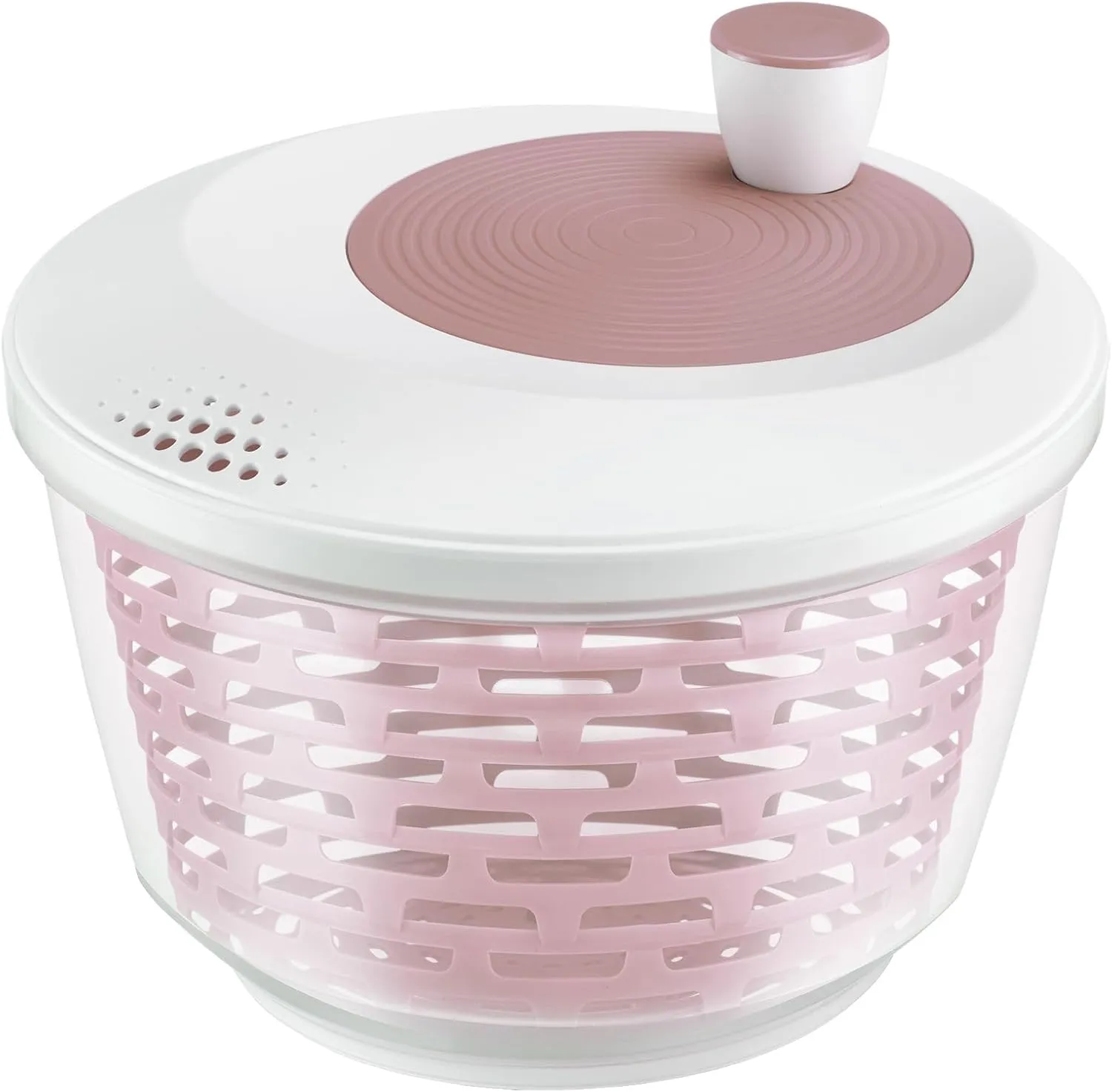 Westmark 2430226P Salad Spinner Capacity 4.4 Litres Diameter 23.5 cm Plastic BPA-Free Spinderella Transparent/White/Pink