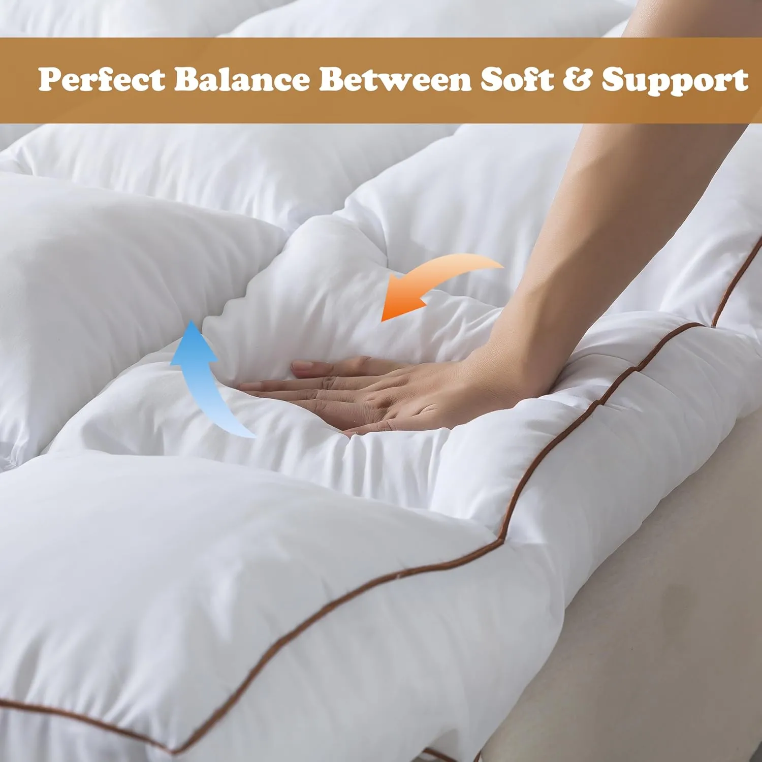 WhatsBedding 3 Inch Memory Foam Mattress Topper King Size Plus Thicked Down Alternative-Lined, 1700GSM Fluffy Shredded Memory Foam Filled Pillow Top, 4 Anchor Elastic Bands, Anti-Slip Bottom, 78x80in