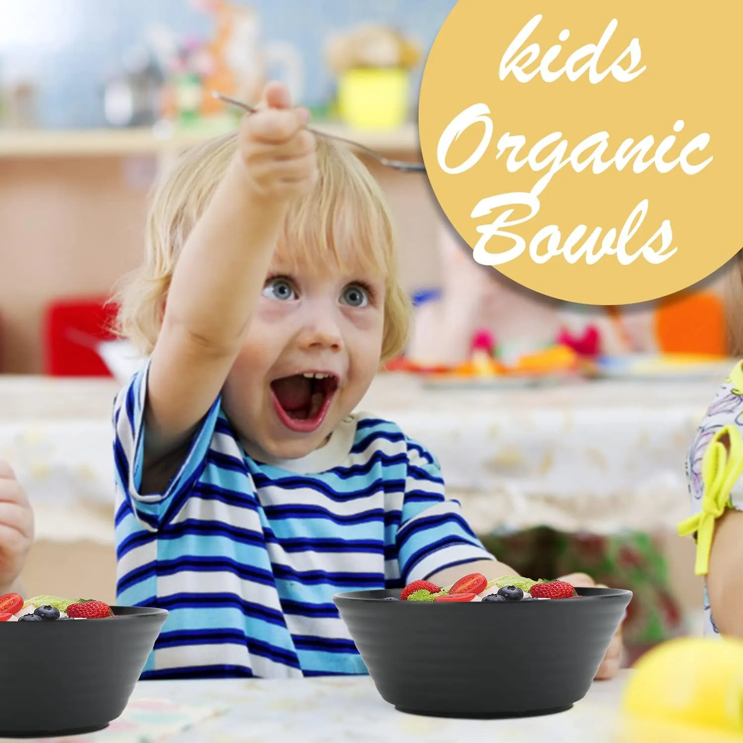 Wheat Straw Bowl Sets,6 PCS Unbreakable Cereal Bowl 36 OZ,Microwave and Dishwasher Safe Bowls,Soup Bowl Sets BPA Free Apartment Bowl for Serving Cereal,Oatmeal and Salad (Black)