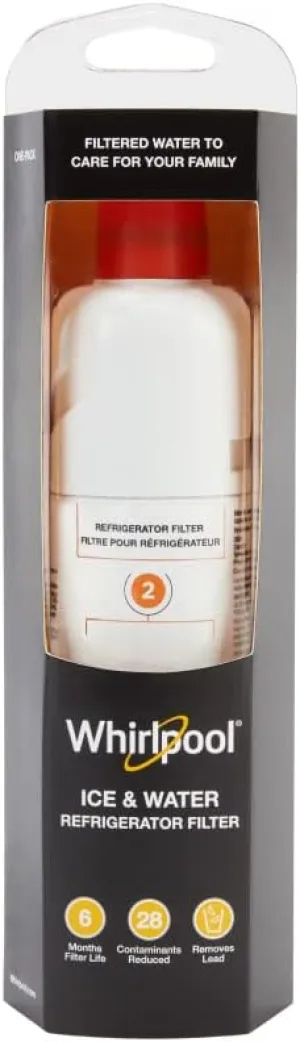 Whirlpool WHR2RXD1 Ice, Orange Refrigerator Water Filter 2-WHR2RXD1, Single-Pack