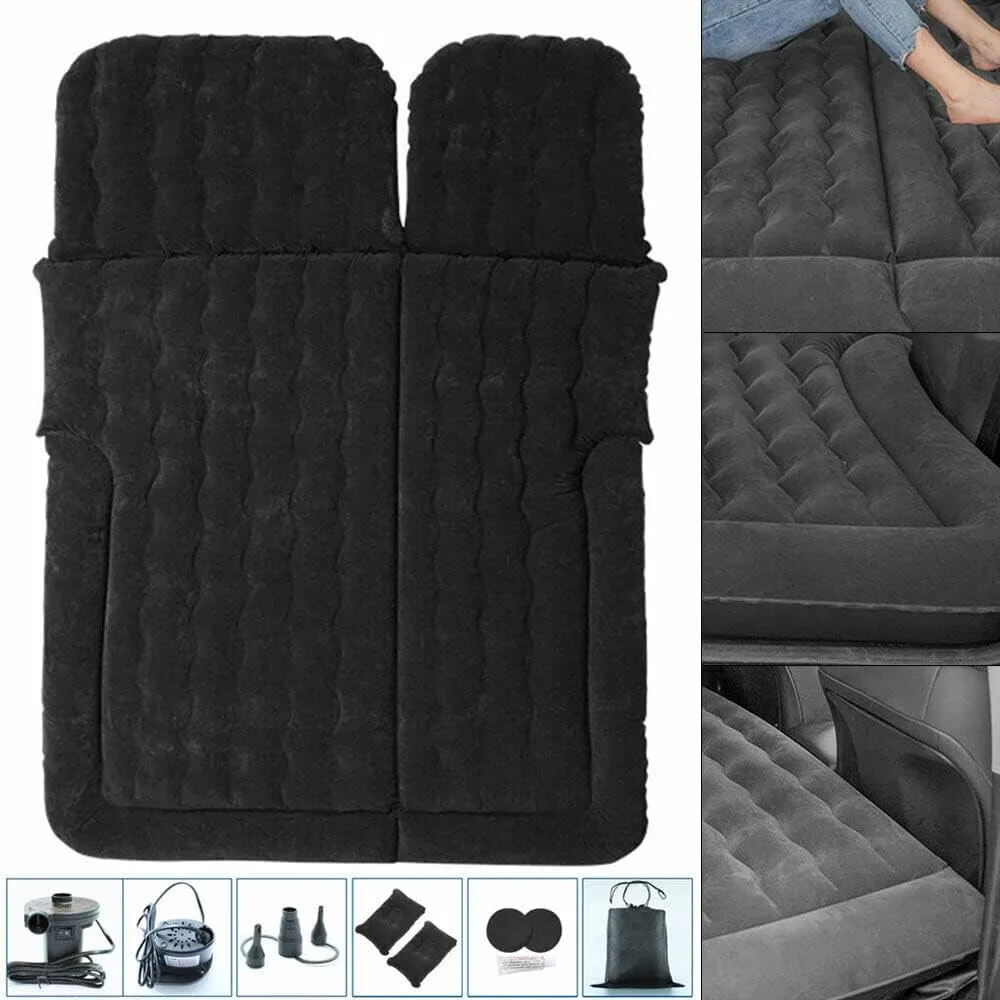 Xuthusman Inflatable Bed Mattress Car Truck SUV Back Seat Inflatable Sleeping Beds Cushion W/Air Pump Pillow Set (Black)