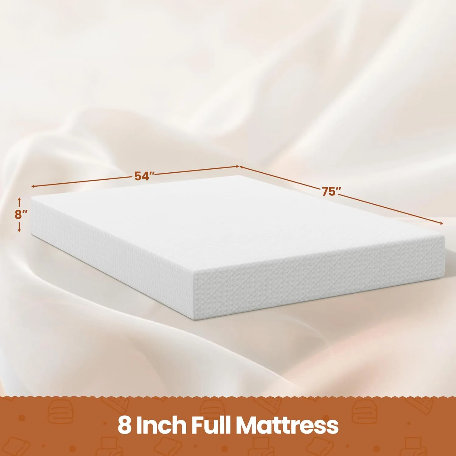 Yaheetech 8 Inch Full Size Mattress 3 Foam Layer Cooling Gel Memory Foam Mattresses, Green Tea for Fresher Sleep, Medium Firm, No Fiberglass, CertiPUR-US Certified, Full Mattress in a Box