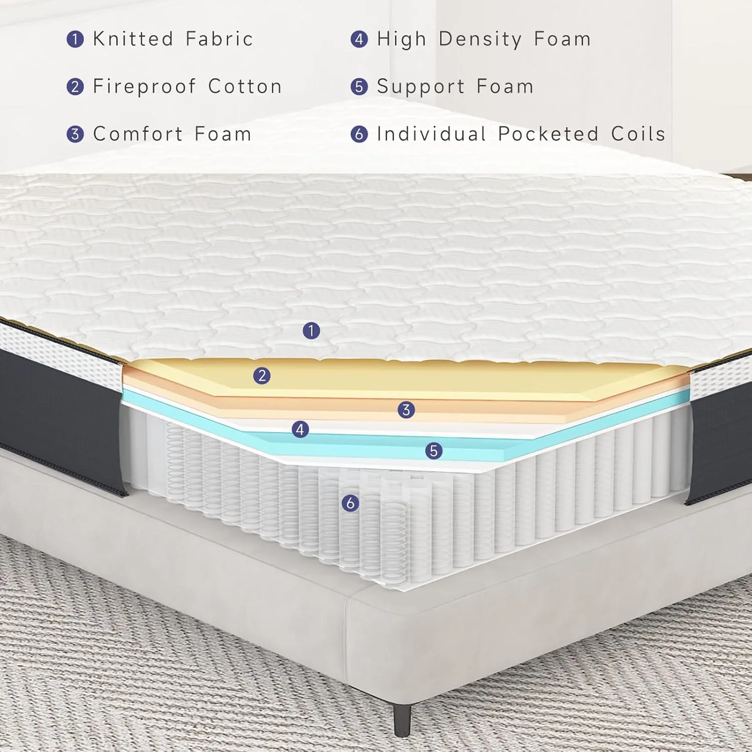 Z-hom King Mattress, 10 Inch Cooling Memory Foam in a Box, Pocket Spring Hybrid in a Box for Strong Edge Support & Pressure Relief, Medium Firm Fee