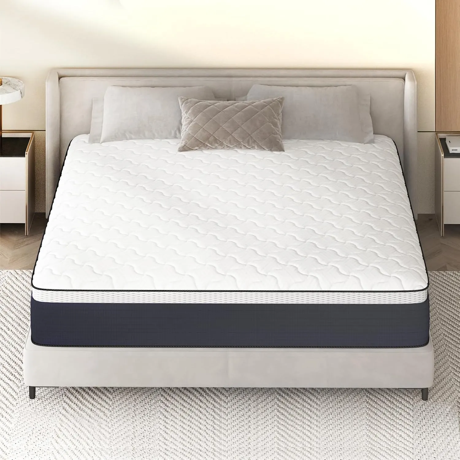 Z-hom King Mattress, 10 Inch Cooling Memory Foam in a Box, Pocket Spring Hybrid in a Box for Strong Edge Support & Pressure Relief, Medium Firm Fee