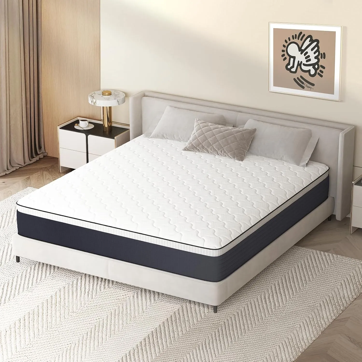 Z-hom King Mattress, 10 Inch Cooling Memory Foam in a Box, Pocket Spring Hybrid in a Box for Strong Edge Support & Pressure Relief, Medium Firm Fee