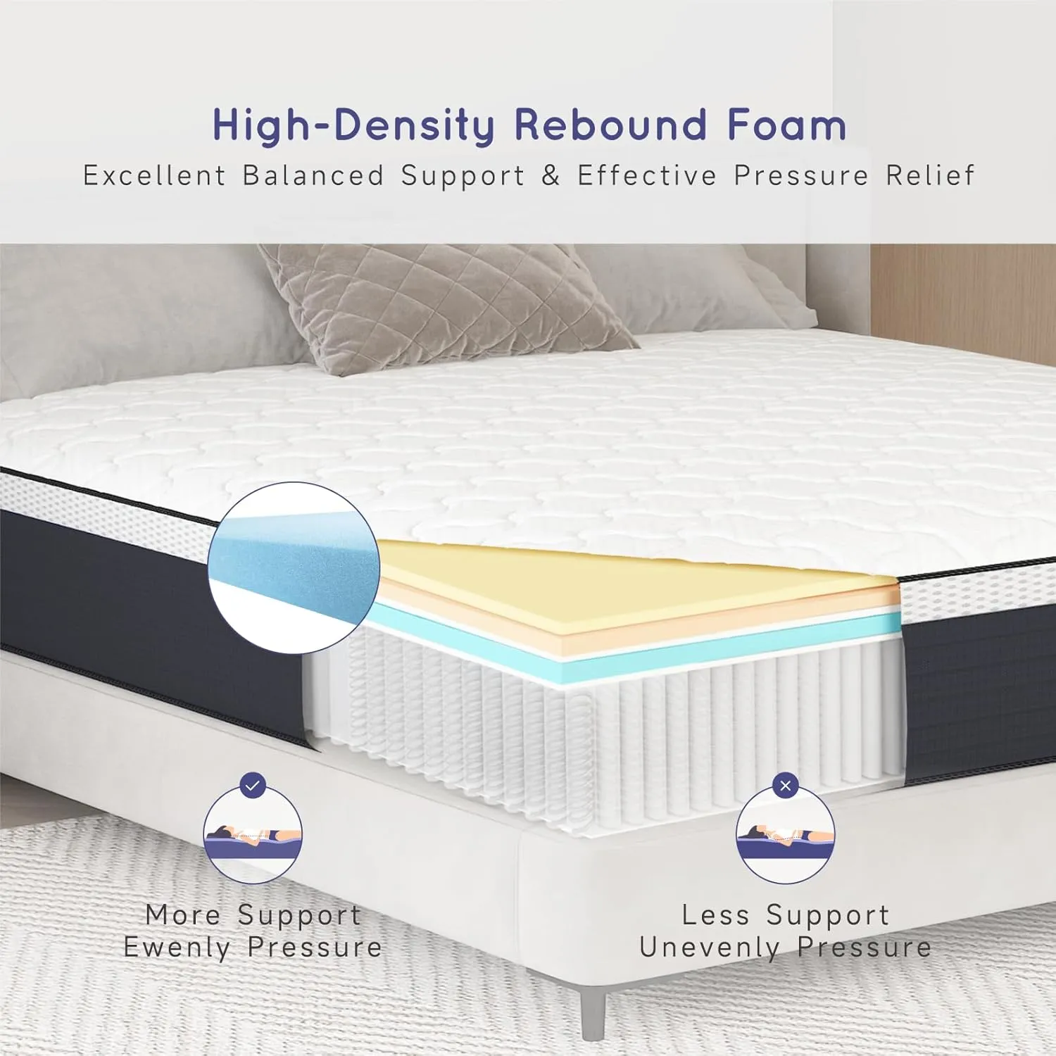 Z-hom King Mattress, 10 Inch Cooling Memory Foam in a Box, Pocket Spring Hybrid in a Box for Strong Edge Support & Pressure Relief, Medium Firm Fee