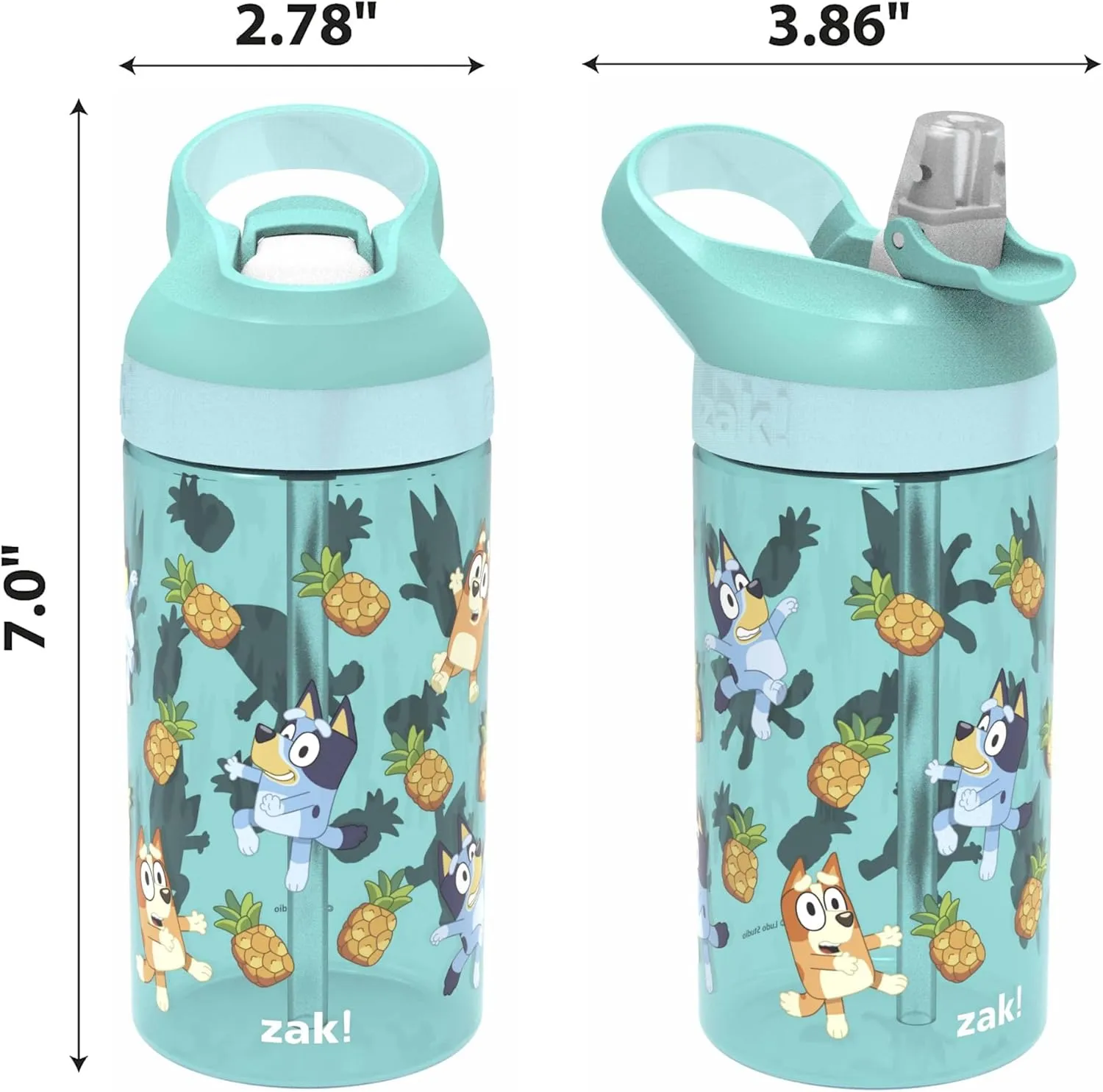 Zak Designs 5-Piece Dinnerware Set, Bluey - Durable Plastic & Stainless Steel - Includes Water Bottle, 8-Inch Plate, 6-Inch Bowl, Fork & Spoon - Suitable for Kids Ages 3 