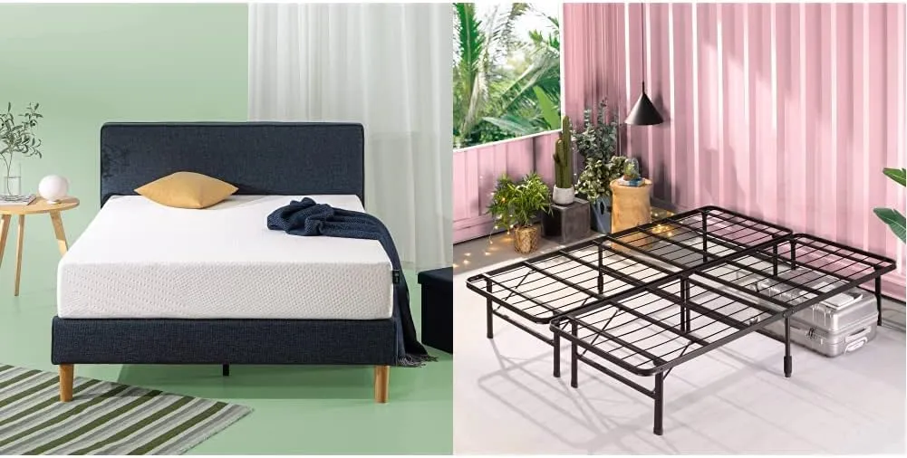 ZINUS 10 Inch Cooling Essential Foam Mattress and SmartBase Metal Mattress Foundation Set / Bed and Mattress Set / No Box Spring Needed / Mattress in a Box, Queen