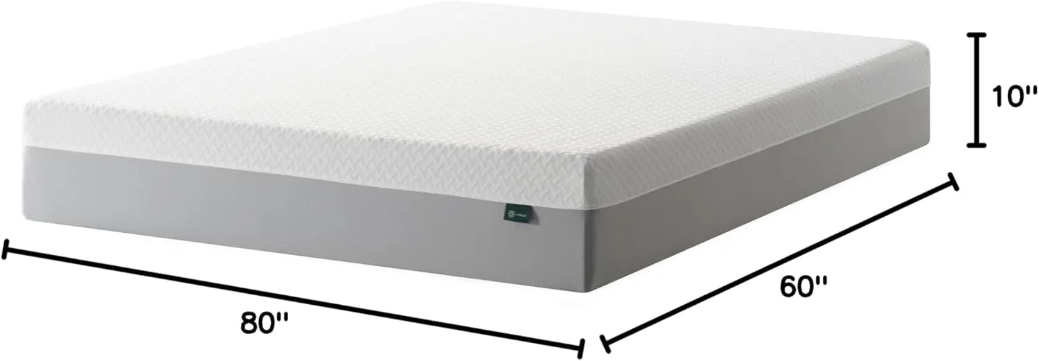 ZINUS 10 Inch Green Tea Essential Memory Foam Mattress [New Version], Queen, Fiberglass Free, Medium Feel, Breathable Airflow Memory Foam, Certified Safe Foams & Fabric, Mattress in A Box