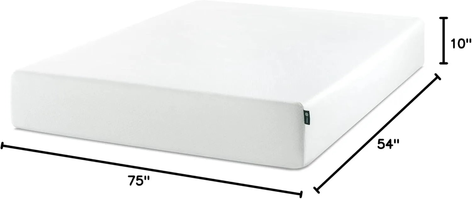 ZINUS 10 Inch Green Tea Memory Foam Mattress [New Version], Full, Fiberglass free, Medium Firm Feel, Zoned Pressure Relief, Certified Safe Foams & Fabric, Mattress in A Box