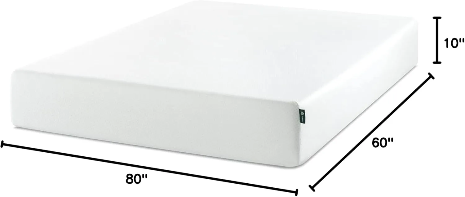 ZINUS 10 Inch Green Tea Memory Foam Mattress [New Version], Queen, Fiberglass free, Medium Firm Feel, Zoned Pressure Relief, Certified Safe Foams & Fabric, Mattress in A Box