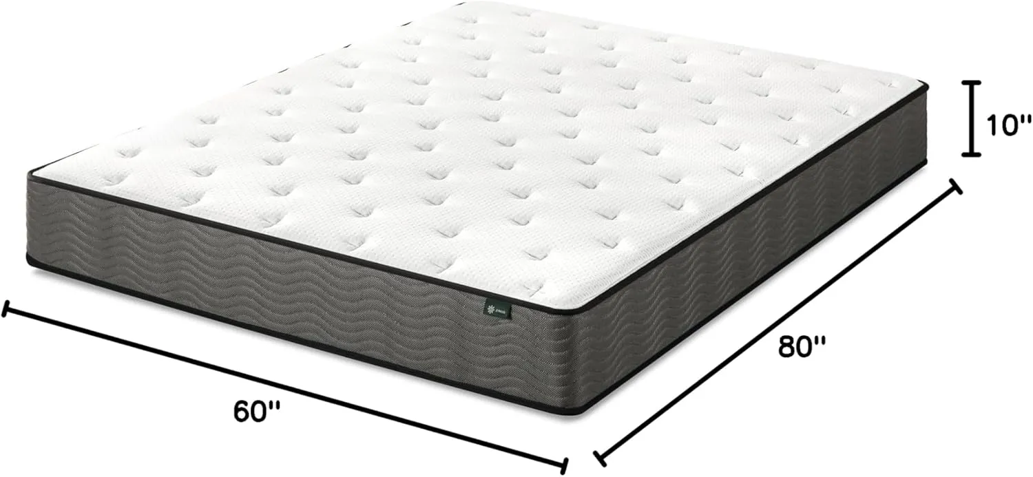 ZINUS 10 Inch True Support Hybrid Mattress [New Version], Queen, Fiberglass Free, Medium Feel, Motion Isolation, Certified Safe Foams & Fabric, Mattress in A Box