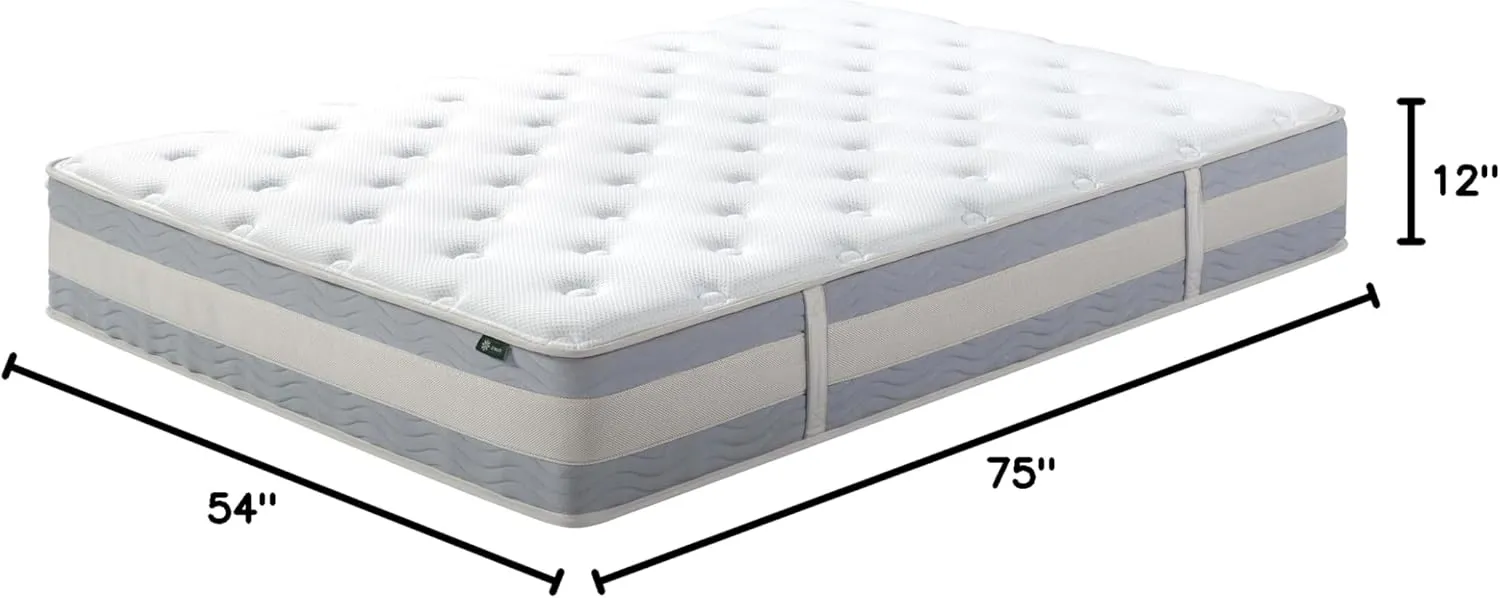 ZINUS 12 Inch Cooling Comfort Support Hybrid Mattress [New Version], Full, Fiberglass Free, Medium Plush, Cooling Motion Isolation, Certified Safe Foams & Fabric, Mattress in A Box