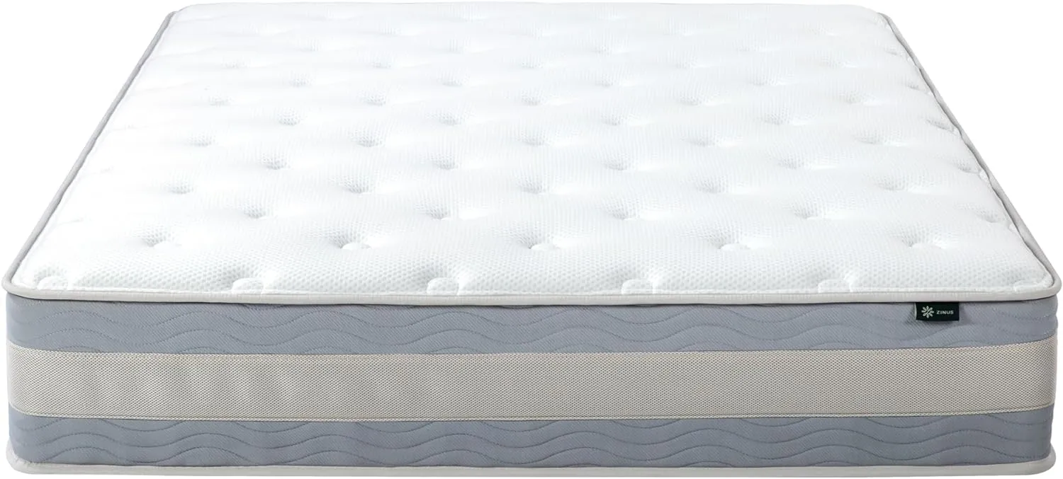 ZINUS 12 Inch Cooling Comfort Support Hybrid Mattress [New Version], Full, Fiberglass Free, Medium Plush, Cooling Motion Isolation, Certified Safe Foams & Fabric, Mattress in A Box
