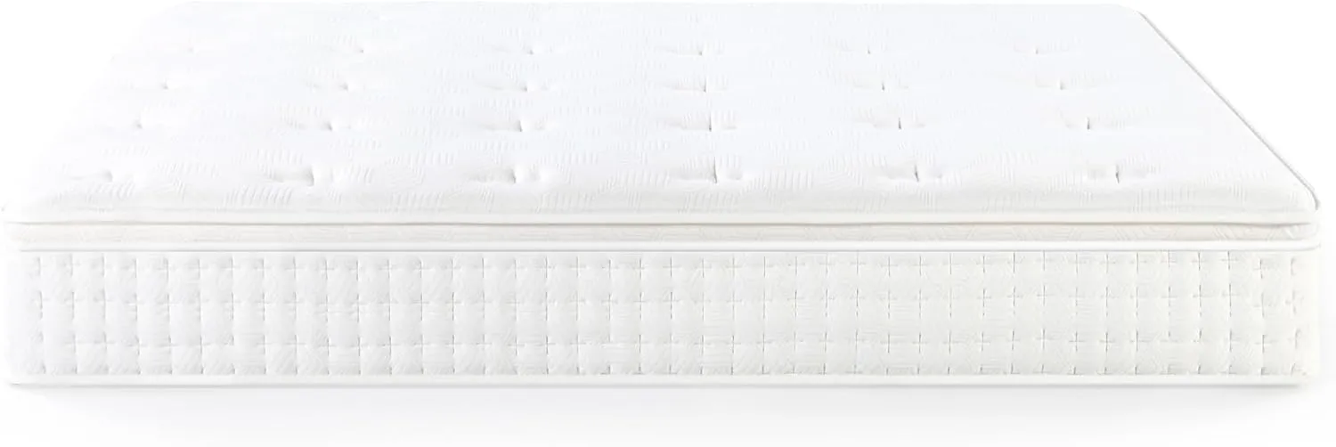 ZINUS 12 Inch Euro Top Pocket Spring Hybrid Mattress, King, Pressure Relief, Pocket Innersprings for Motion Isolation, Mattress in A Box