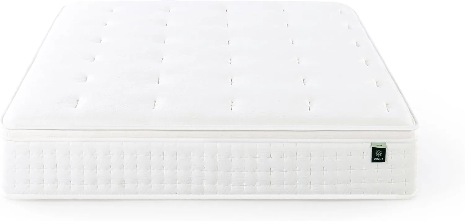 ZINUS 12 Inch Euro Top Pocket Spring Hybrid Mattress, King, Pressure Relief, Pocket Innersprings for Motion Isolation, Mattress in A Box
