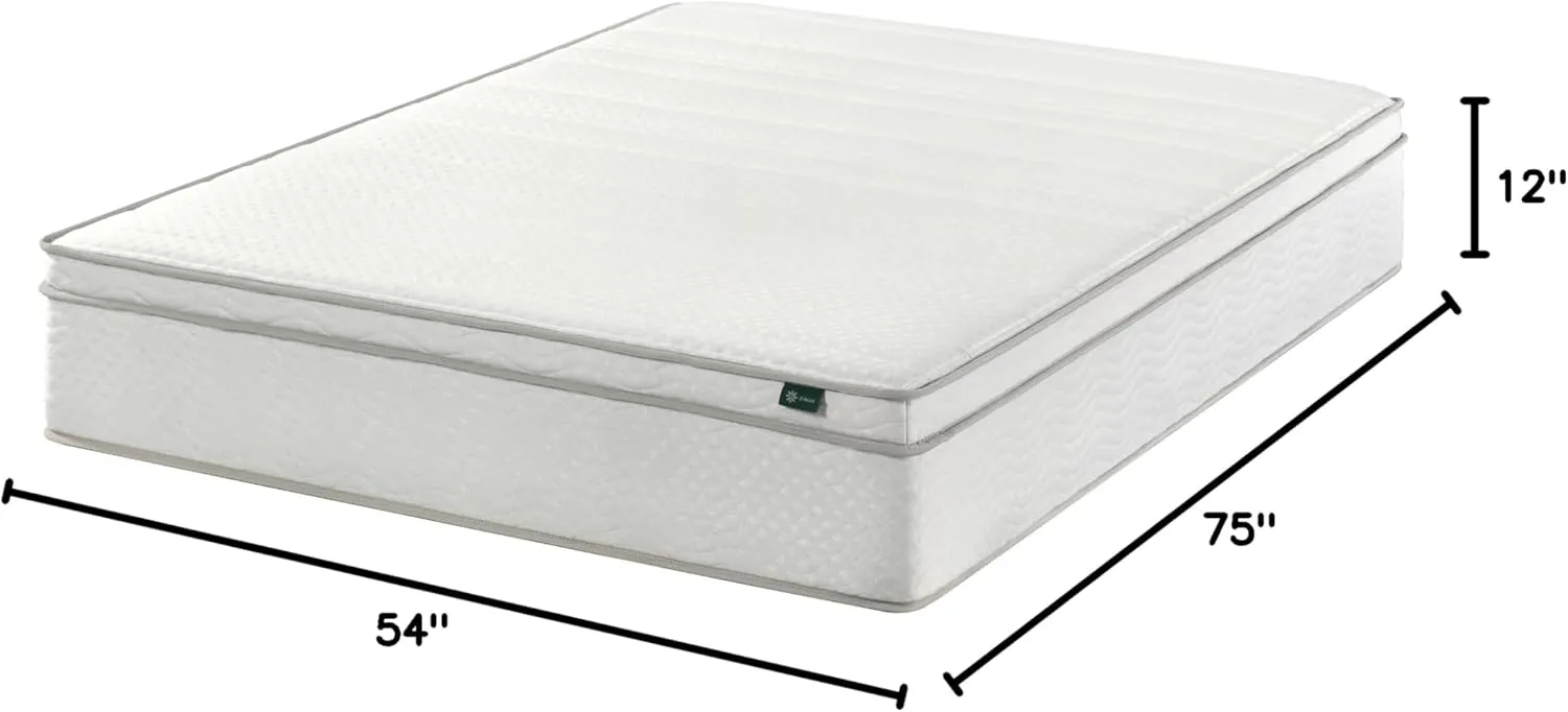 ZINUS 12 Inch Foam and Spring Hybrid Mattress [New Version], Full, Fiberglass Free, Medium Firmness, Durable Support, Certified Safe Foams & Fabric, Mattress in A Box