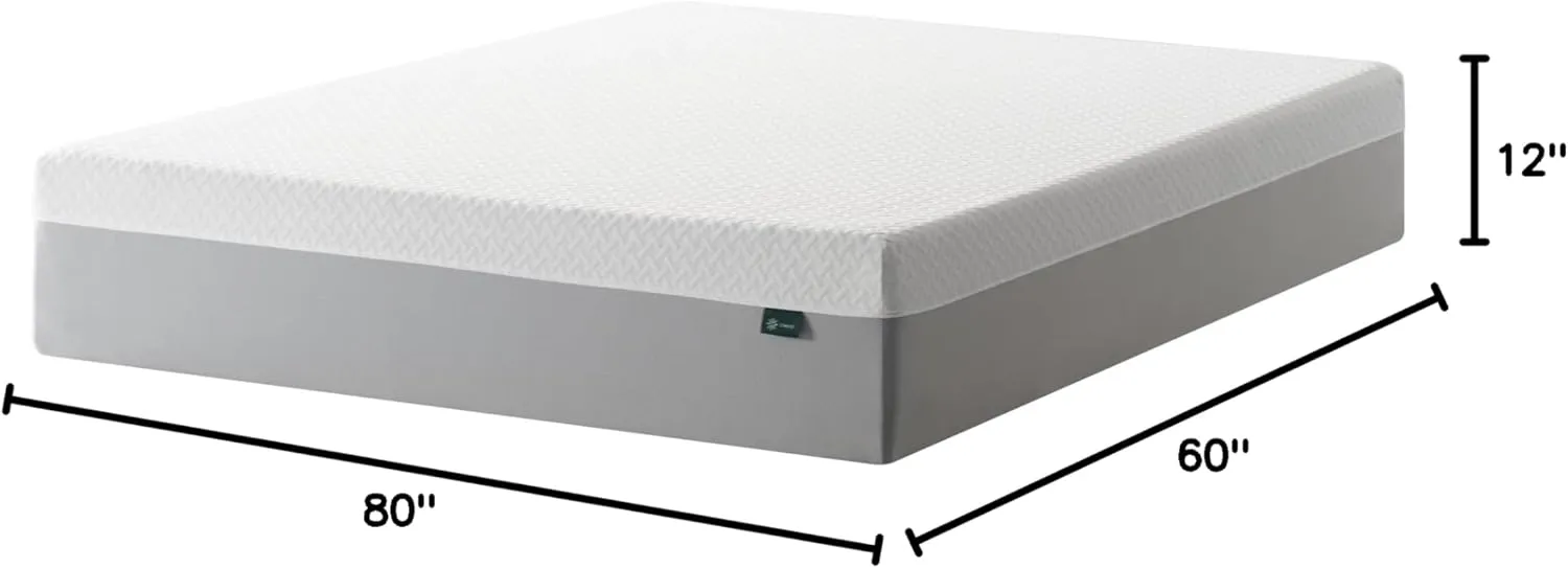 ZINUS 12 Inch Green Tea Essential Memory Foam Mattress [New Version], Queen, Fiberglass Free, Medium Feel, Breathable Airflow Memory Foam, Certified Safe Foams & Fabric, Mattress in A Box