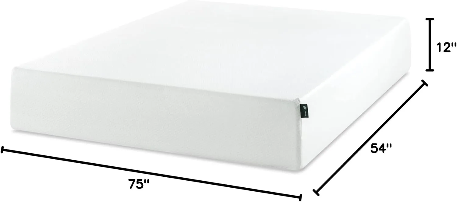 ZINUS 12 Inch Green Tea Memory Foam Mattress [New Version], Full, Fiberglass free, Medium Firm Feel, Zoned Pressure Relief, Certified Safe Foams & Fabric, Mattress in A Box