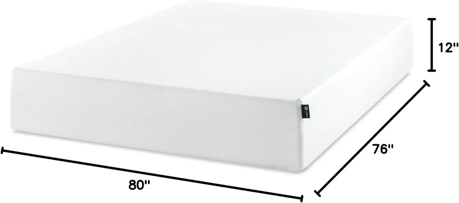 ZINUS 12 Inch Green Tea Memory Foam Mattress [New Version], King, Fiberglass free, Medium Firm Feel, Zoned Pressure Relief, Certified Safe Foams & Fabric, Mattress in A Box