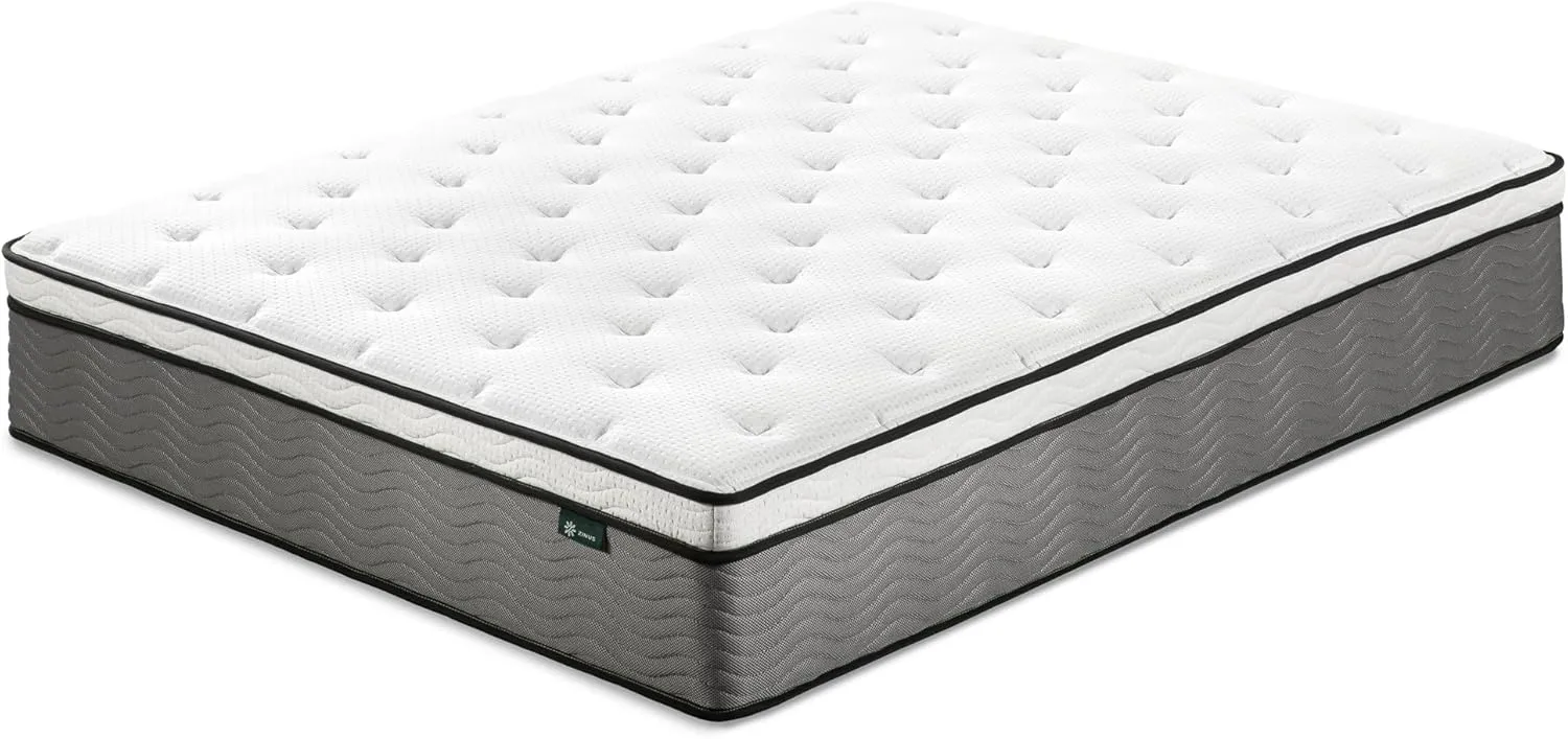 ZINUS 12 Inch True Support Hybrid Mattress [New Version], Queen, Fiberglass Free, Medium Feel, Motion Isolation, Certified Safe Foams & Fabric, Mattress in A Box