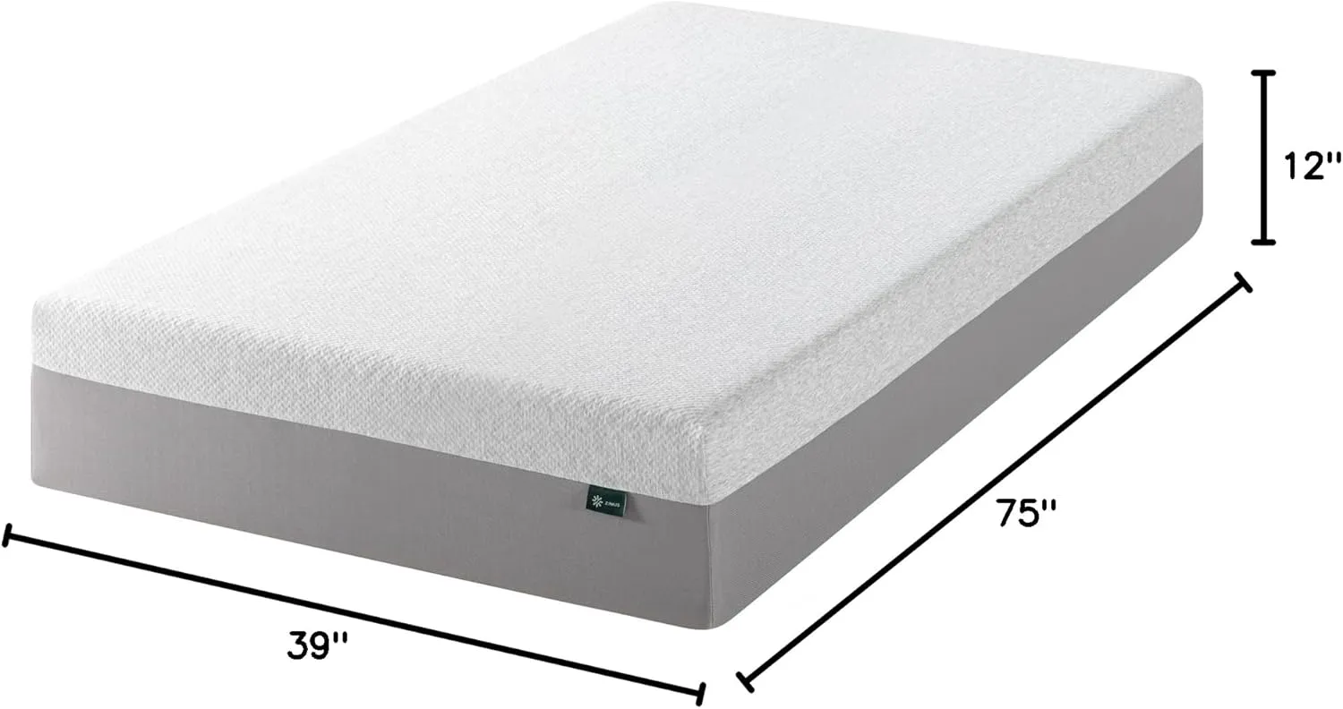ZINUS 12 Inch Ultima Memory Foam Mattress [New Version], Twin, Fiberglass Free, Medium Firm Feel, Breathable Airflow Memory Foam, Certified Safe Foams & Fabric, Mattress in A Box