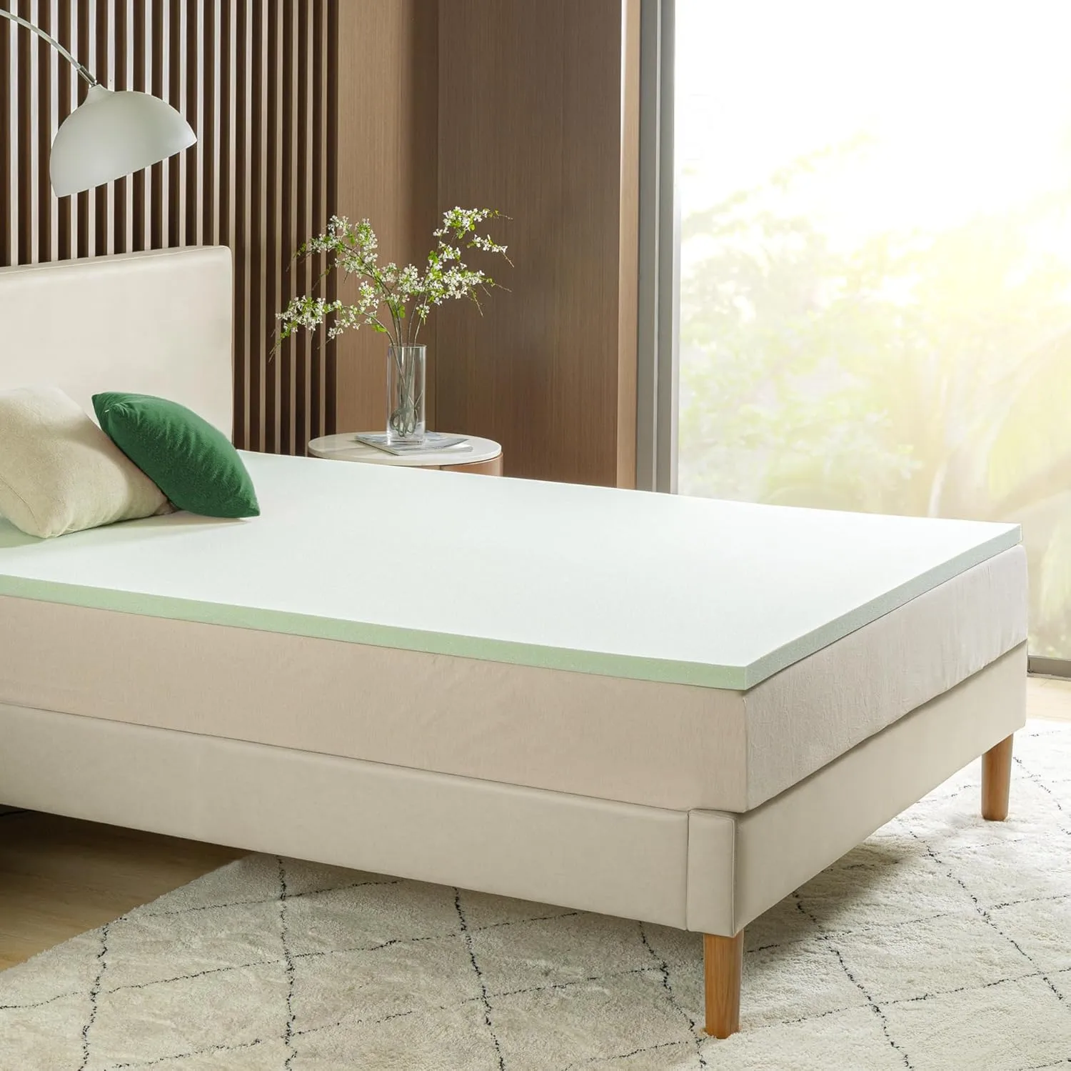 ZINUS 1.5 Inch Green Tea Memory Foam Mattress Topper, Smaller, More Convenient WonderBox Packaging, Pressure-Relieving Layers, CertiPUR-US Certified, Twin