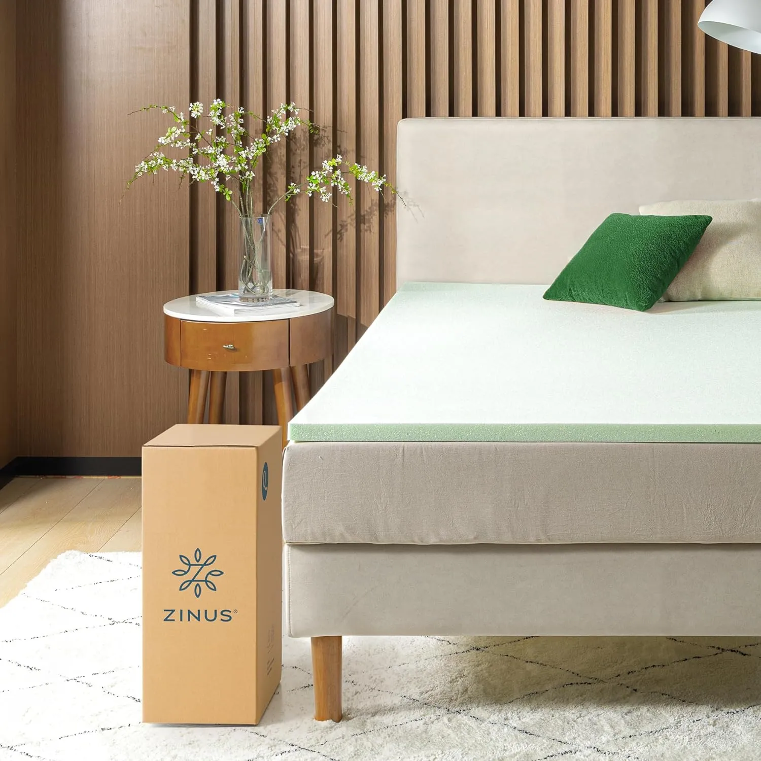 ZINUS 1.5 Inch Green Tea Memory Foam Mattress Topper, Smaller, More Convenient WonderBox Packaging, Pressure-Relieving Layers, CertiPUR-US Certified, Twin
