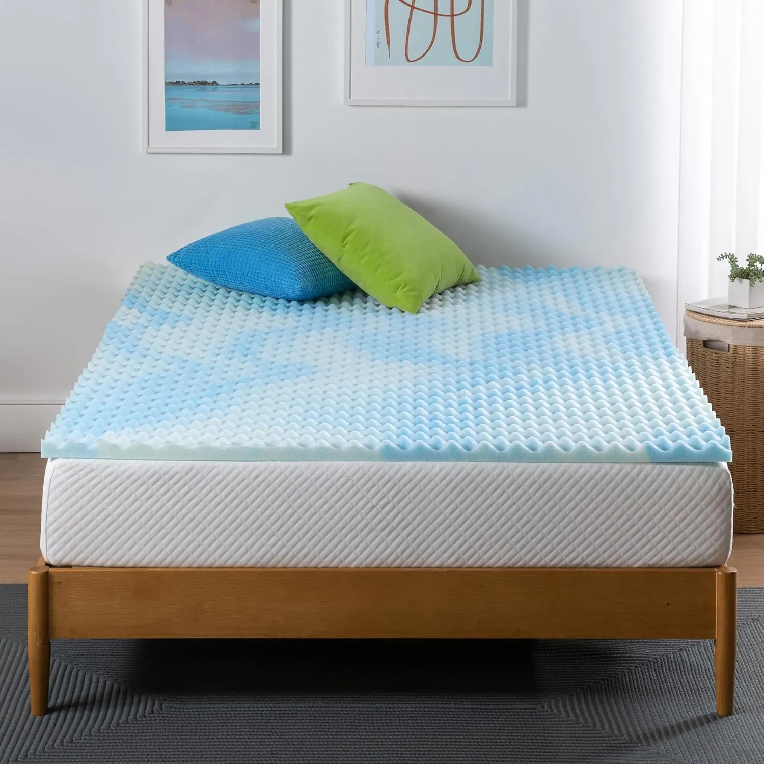 ZINUS 1.5 Inch Swirl Gel Cooling Memory Foam Mattress Topper, Smaller, More Convenient WonderBox Packaging, Cooling, Airflow Design, CertiPUR-US Certified, Twin