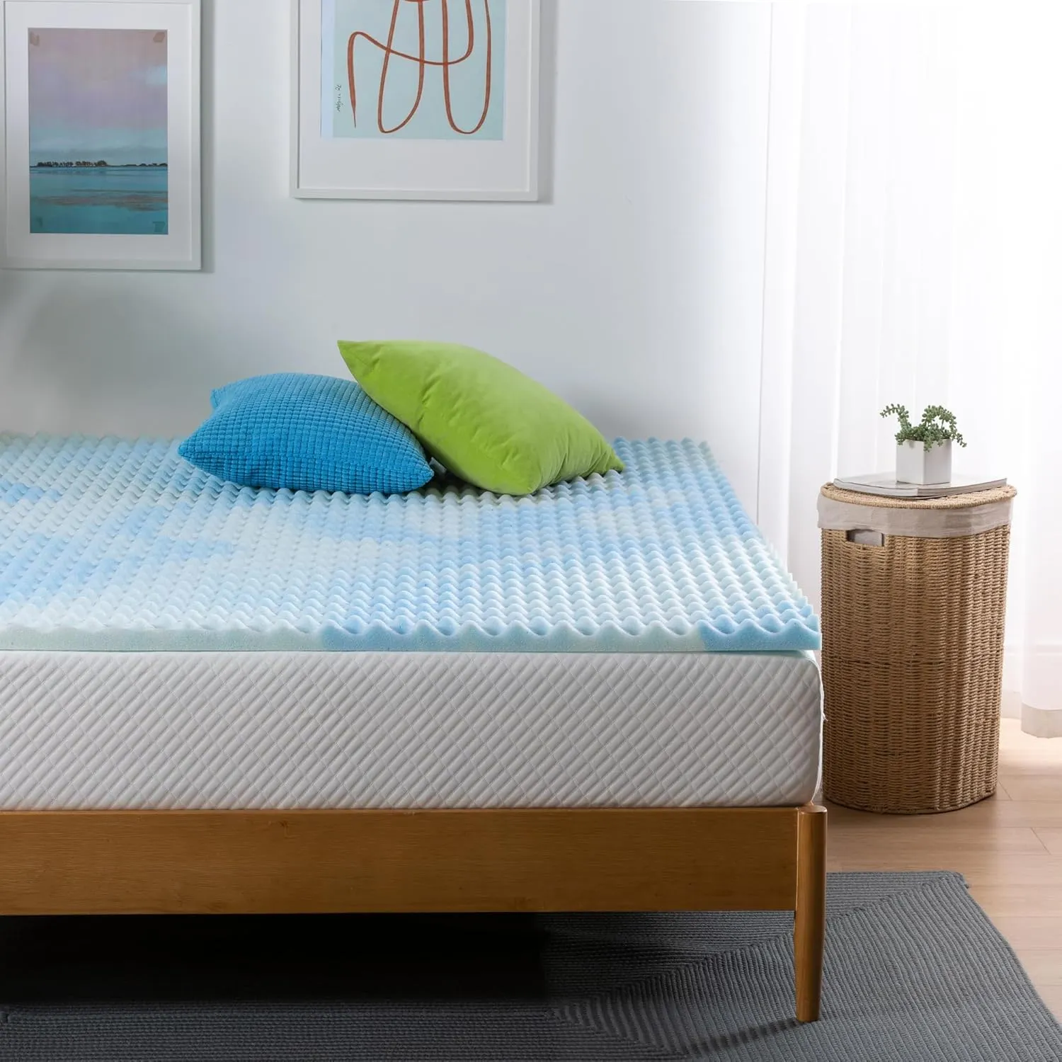 ZINUS 1.5 Inch Swirl Gel Cooling Memory Foam Mattress Topper, Smaller, More Convenient WonderBox Packaging, Cooling, Airflow Design, CertiPUR-US Certified, Twin