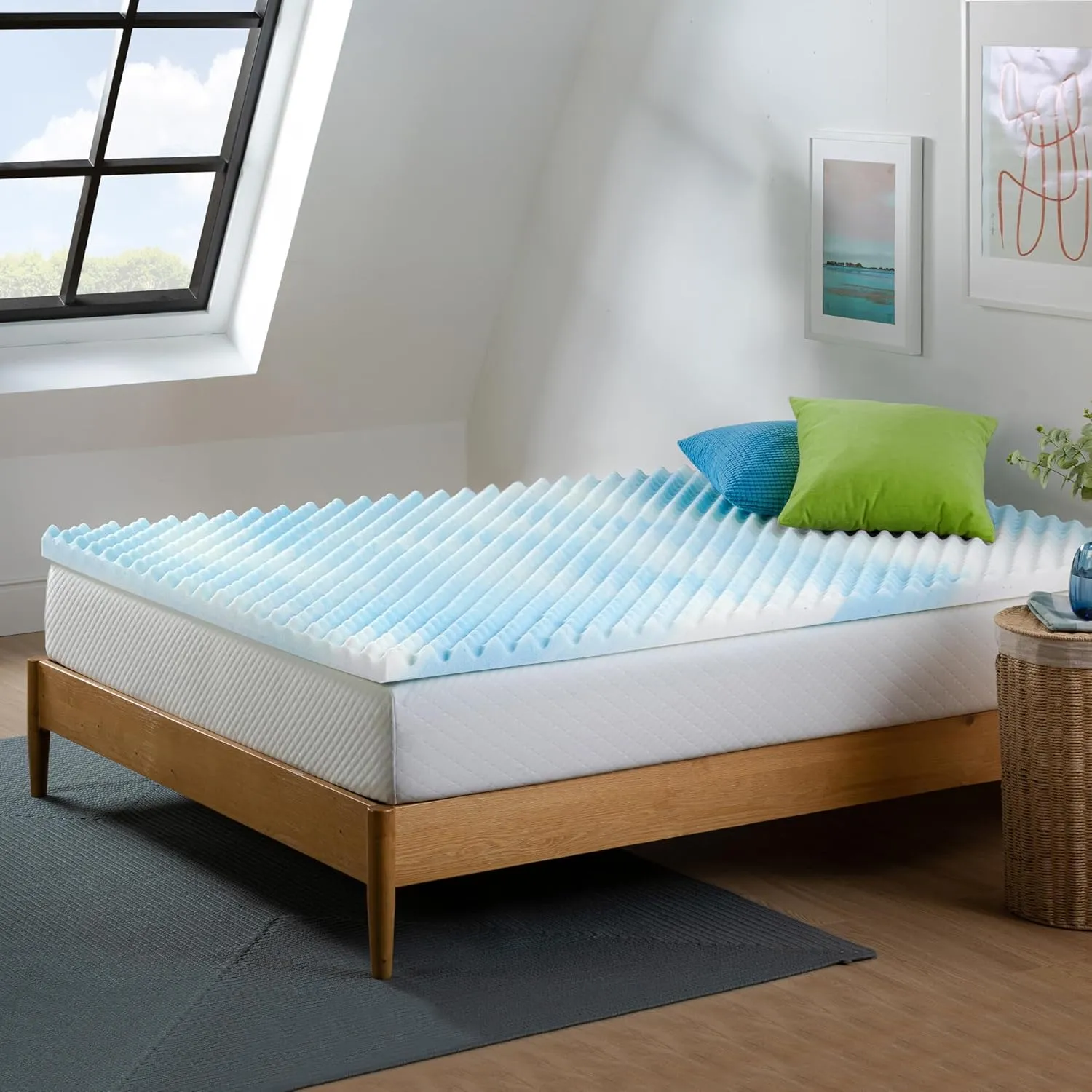 ZINUS 1.5 Inch Swirl Gel Cooling Memory Foam Mattress Topper, Smaller, More Convenient WonderBox Packaging, Cooling, Airflow Design, CertiPUR-US Certified, Twin