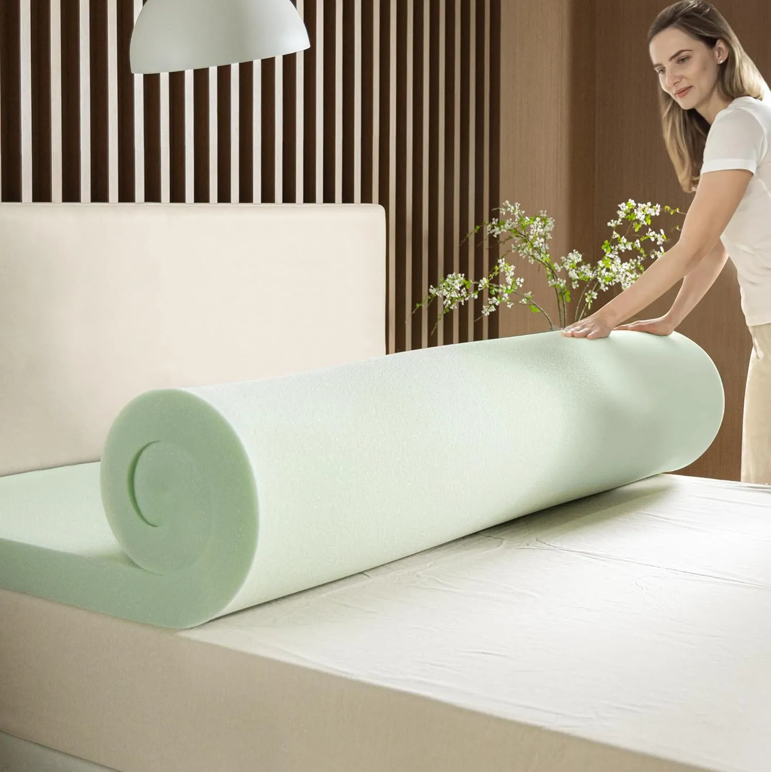 ZINUS 4 Inch Green Tea Memory Foam Mattress Topper, Smaller, More Convenient WonderBox Packaging, Pressure-Relieving Layers, CertiPUR-US Certified, Full