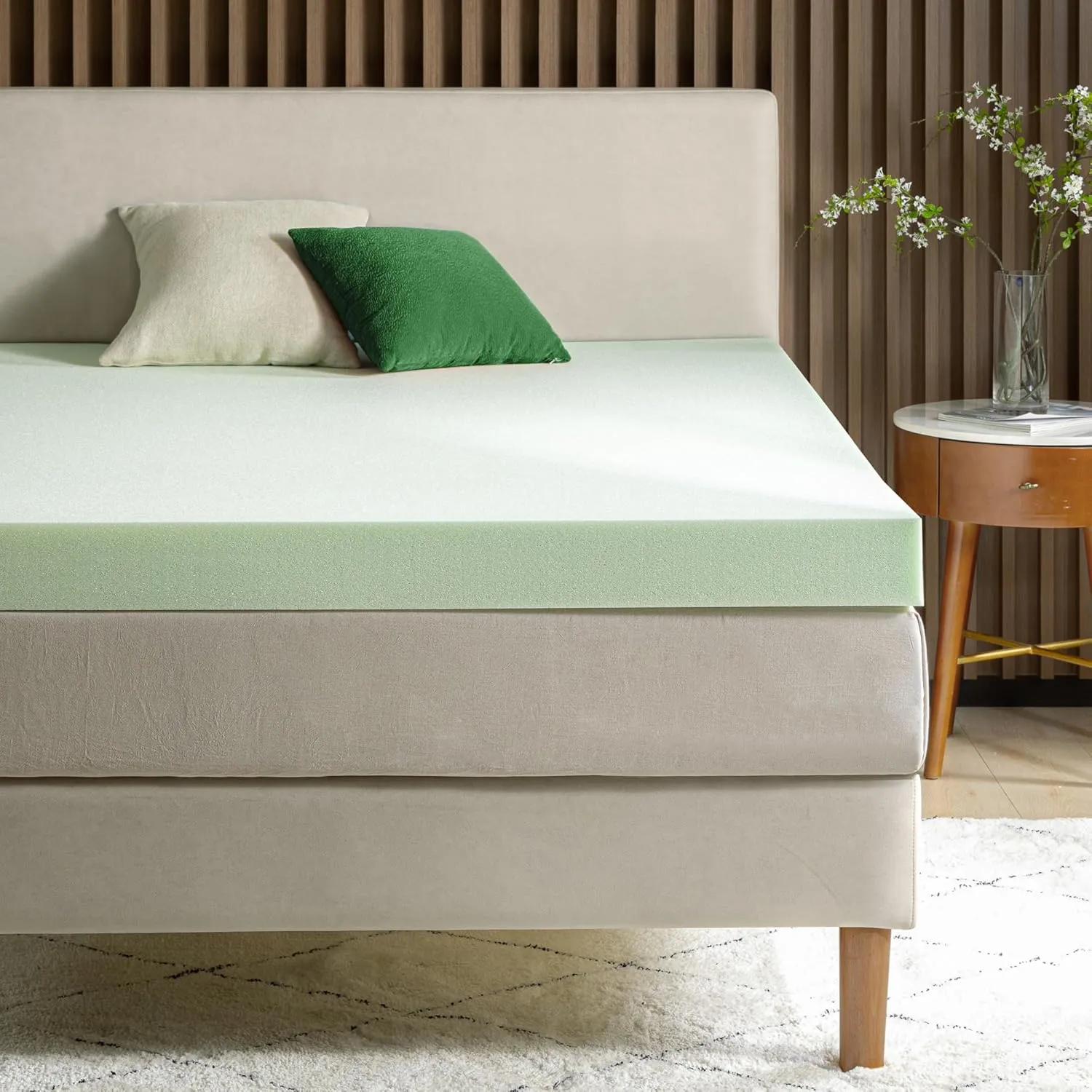 ZINUS 4 Inch Green Tea Memory Foam Mattress Topper, Smaller, More Convenient WonderBox Packaging, Pressure-Relieving Layers, CertiPUR-US Certified, Full