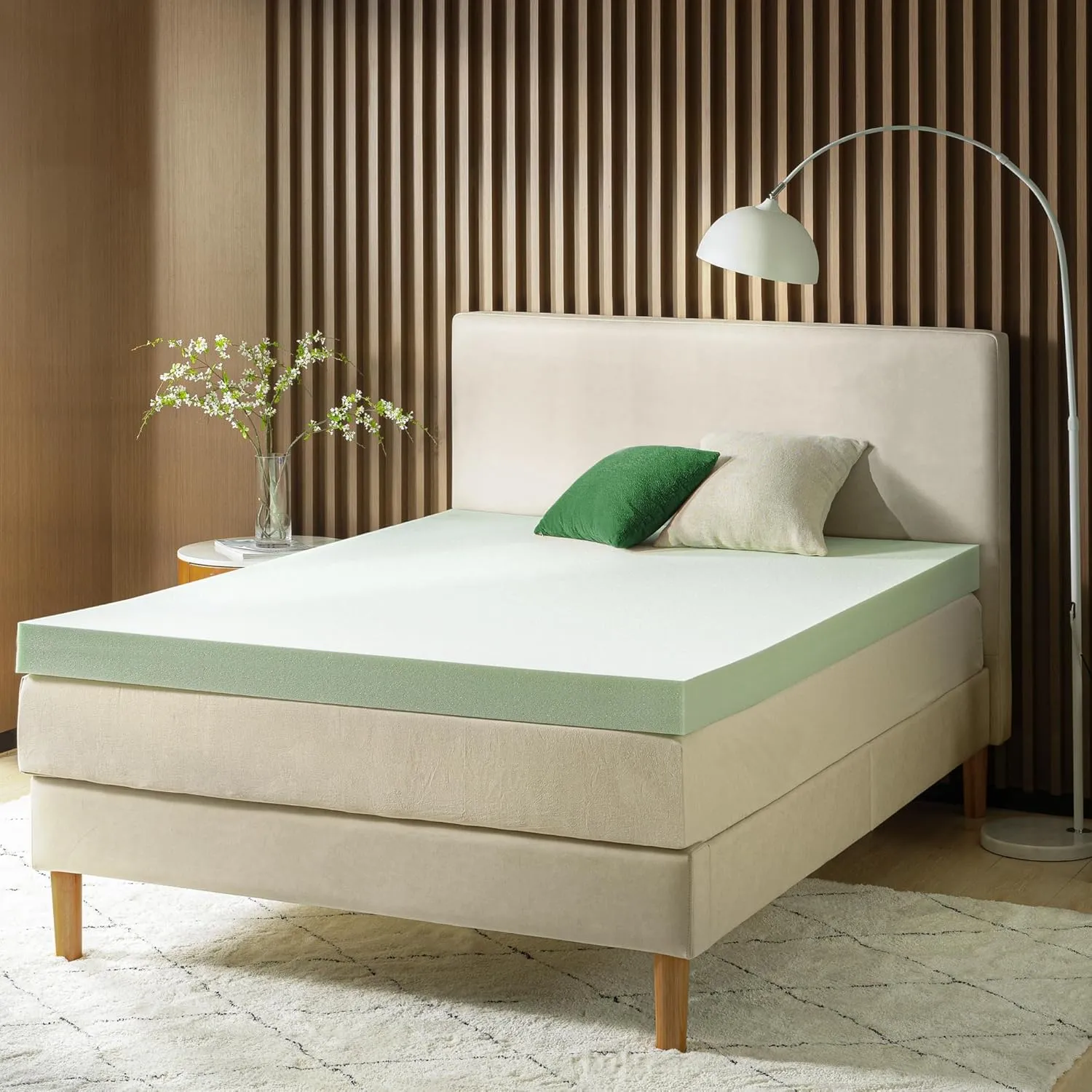 ZINUS 4 Inch Green Tea Memory Foam Mattress Topper, Smaller, More Convenient WonderBox Packaging, Pressure-Relieving Layers, CertiPUR-US Certified, Full