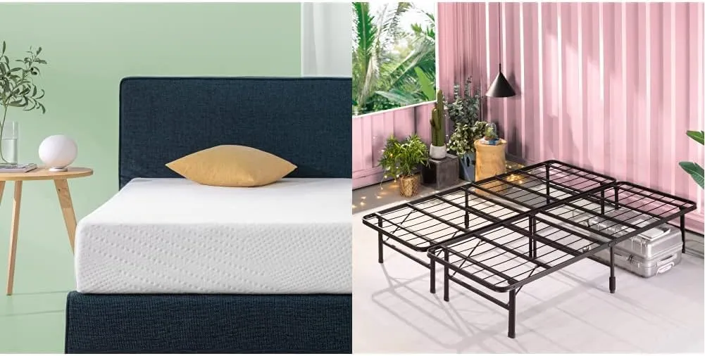 ZINUS 8 Inch Cooling Essential Foam Mattress and SmartBase Metal Mattress Foundation Set / Bed and Mattress Set / No Box Spring Needed / Mattress in a Box, Queen