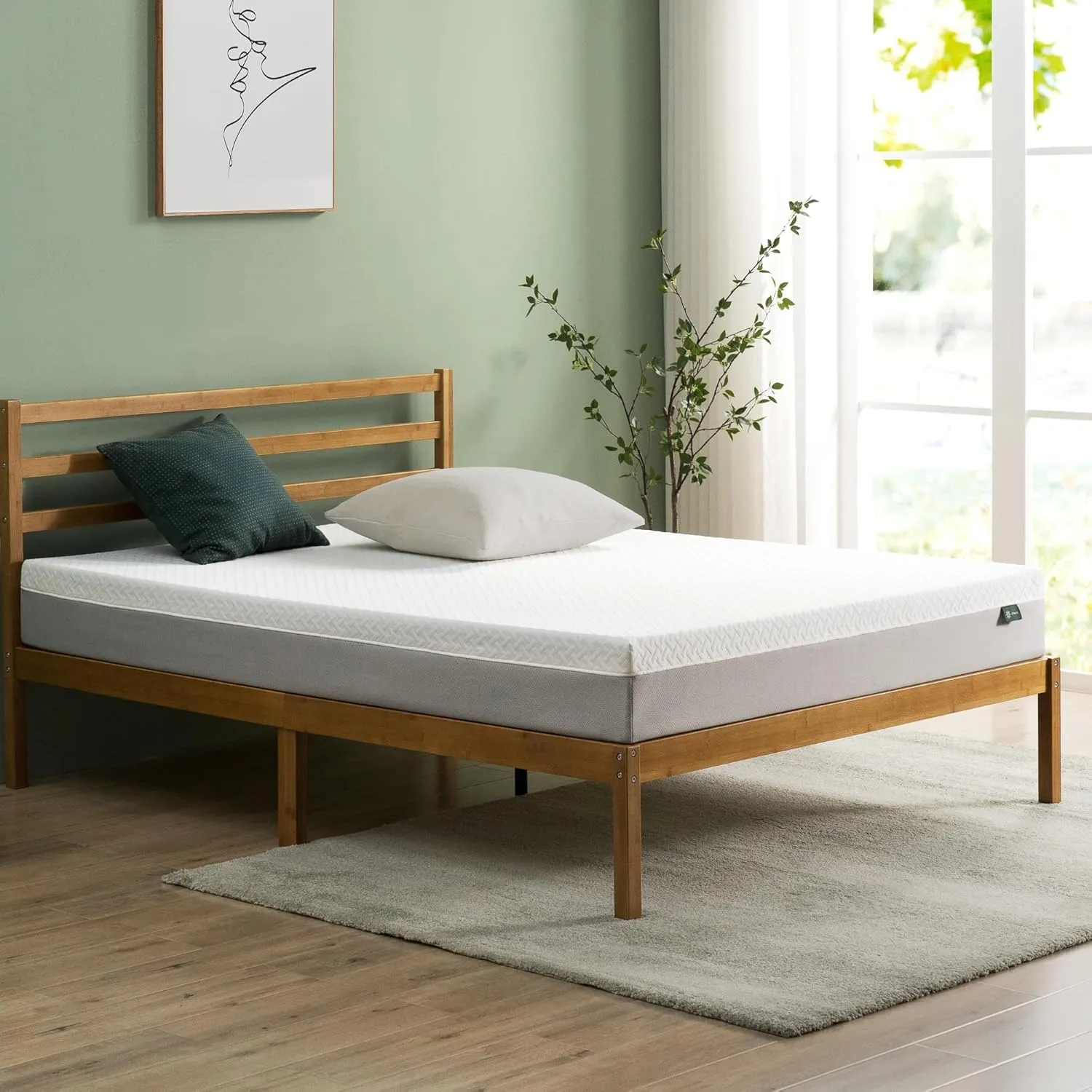 ZINUS 8 Inch Green Tea Essential Memory Foam Mattress [New Version], Twin, Fiberglass Free, Medium Feel, Breathable Airflow Memory Foam, Certified Safe Foams & Fabric, Mattress in A Box