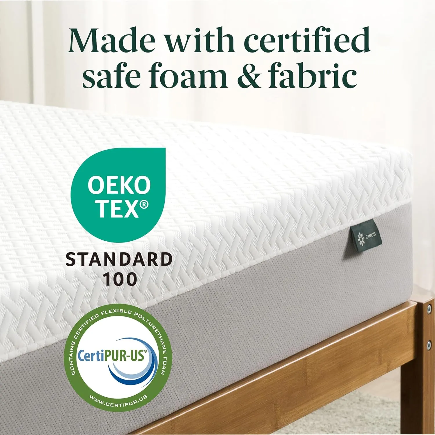 ZINUS 8 Inch Green Tea Essential Memory Foam Mattress [New Version], Twin, Fiberglass Free, Medium Feel, Breathable Airflow Memory Foam, Certified Safe Foams & Fabric, Mattress in A Box